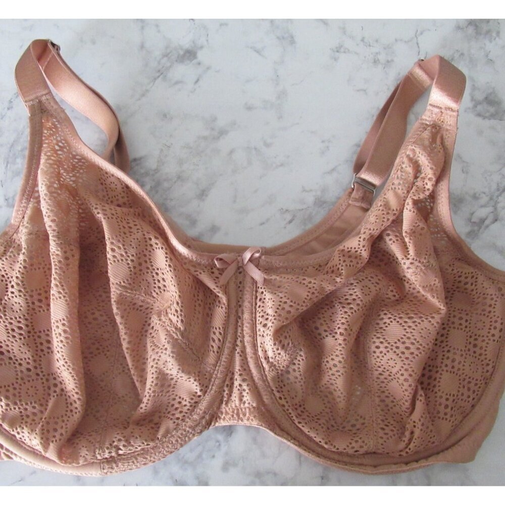 Glamorise Bra 40G Tan Beige Lace Comfort Wonderwire‎ Underwire Lace 9855